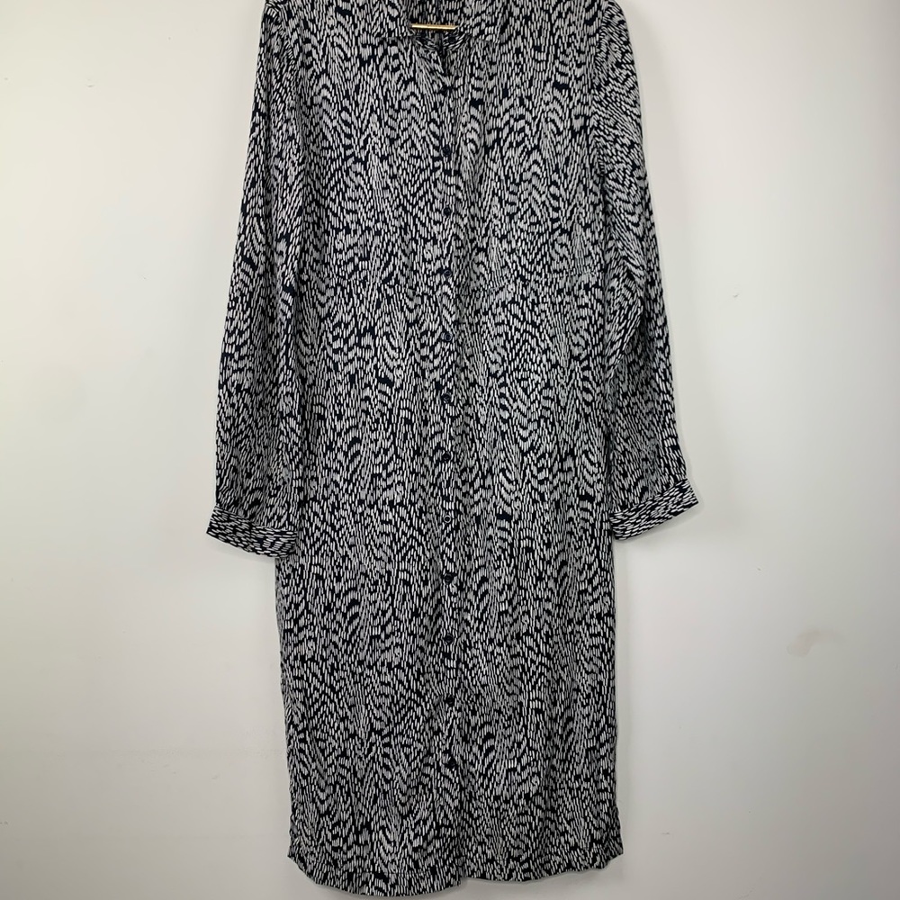 Silence + Noise Black Print Button Up Midi Dress - image 2